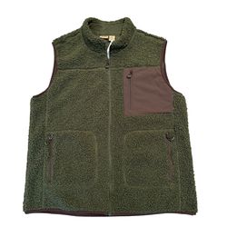 telluride clothing company mens fleece vest xl green full zip new with tags 