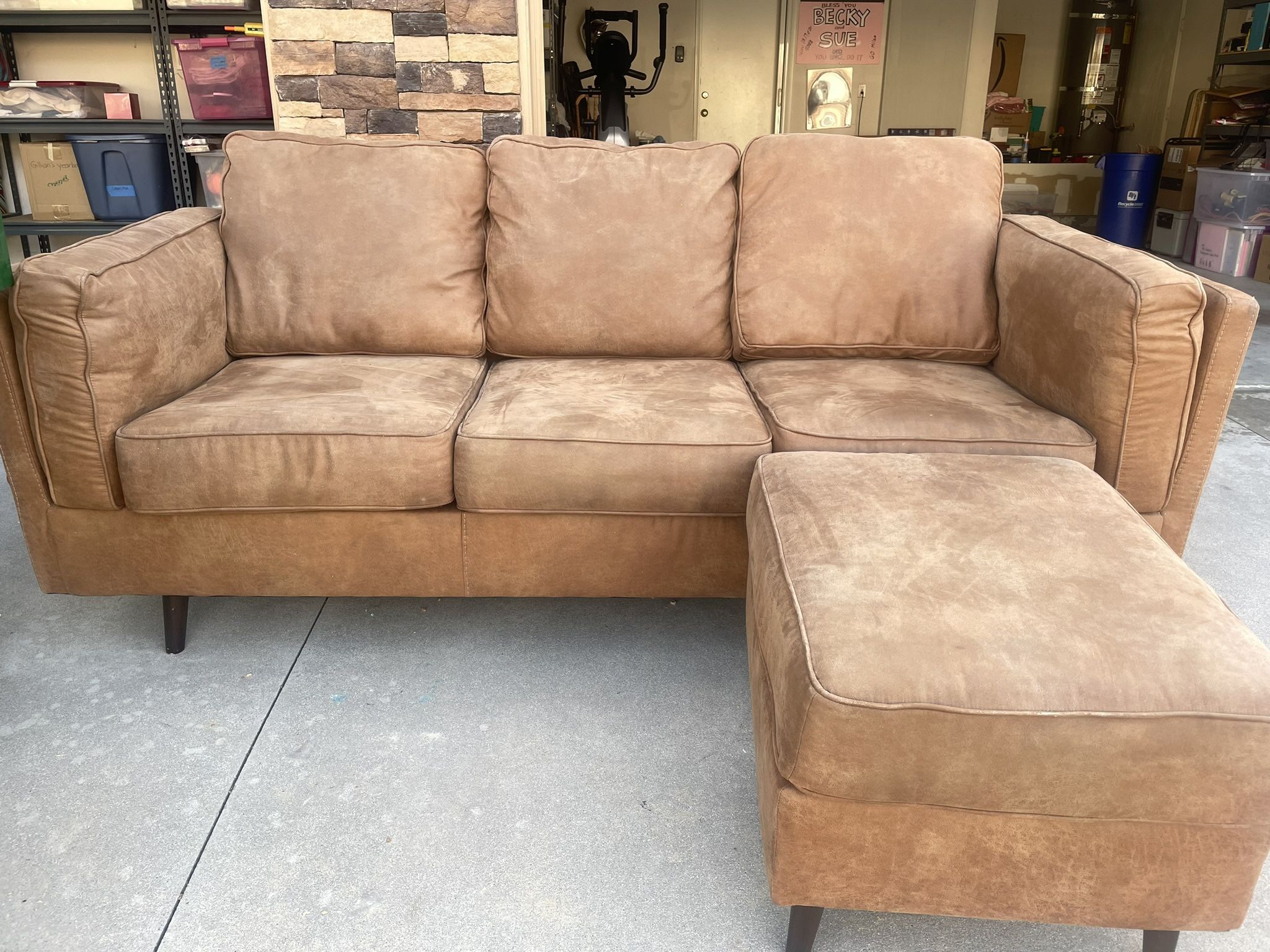 Camel Couch + Ottoman