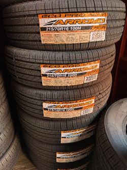 SET OF FOUR NEW TIRES 215/60/16 AMERICAN ROADSTAR INCLUDING MOUNT AND BALANCE, ASK ME FOR SIZES AND BRANDS