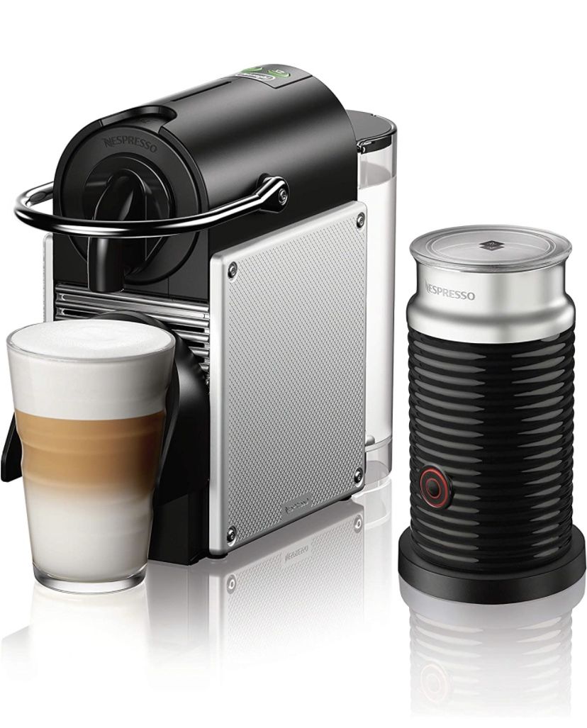 Nespresso Pixie Coffee and Espresso Machine by De'Longhi with Milk Frother, Aluminum, 34 ounces