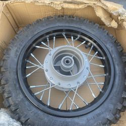 10 Inch 2.5-10 Rear Wheel Tire with 1.4 x 10 Rim and Drum Brake With 12mm Bearing for 50cc Dirt Pit Bike, ATVs, Black