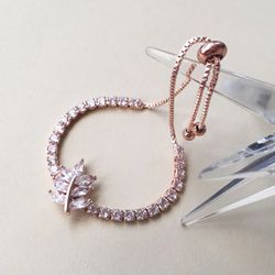 Crystal Leaf Bracelet (rose gold)