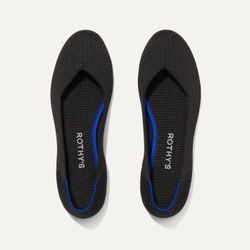 Rothy’s The Flat Round Toe Black Solid Knit Ballet Flats Womens Size 7