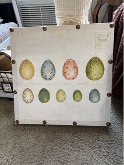 Art canvas of Eggs!     18”  x  18”         $20