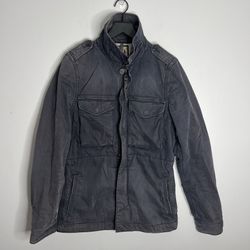 Relwen Sailcloth Tanker Jacket Mens Small Blue SUN FADED DISTRESSED