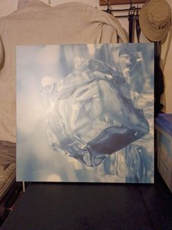 Ice Cubes Abstract Canvas Art | Blue Decor Elements Wall Art