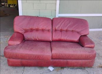 Red Leather Loveseat