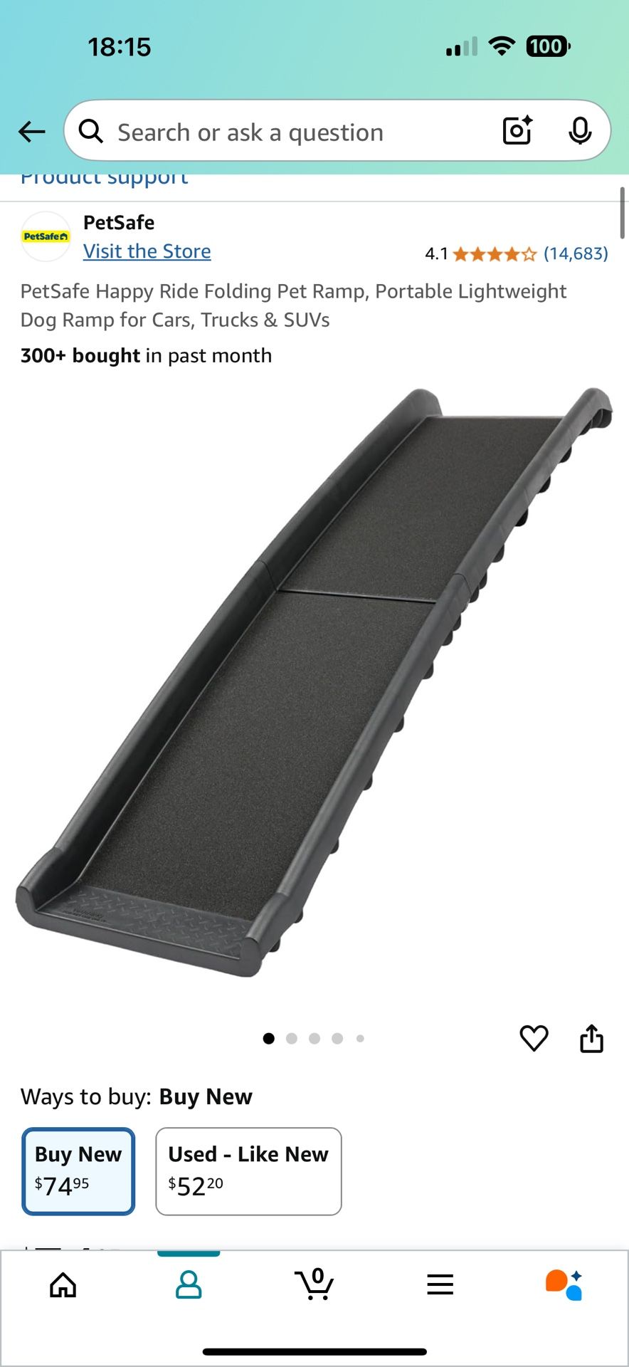 PetSafe Happy Ride Folding Pet Ramp, Portable Lightweight Dog Ramp for Cars, Trucks & SUVs