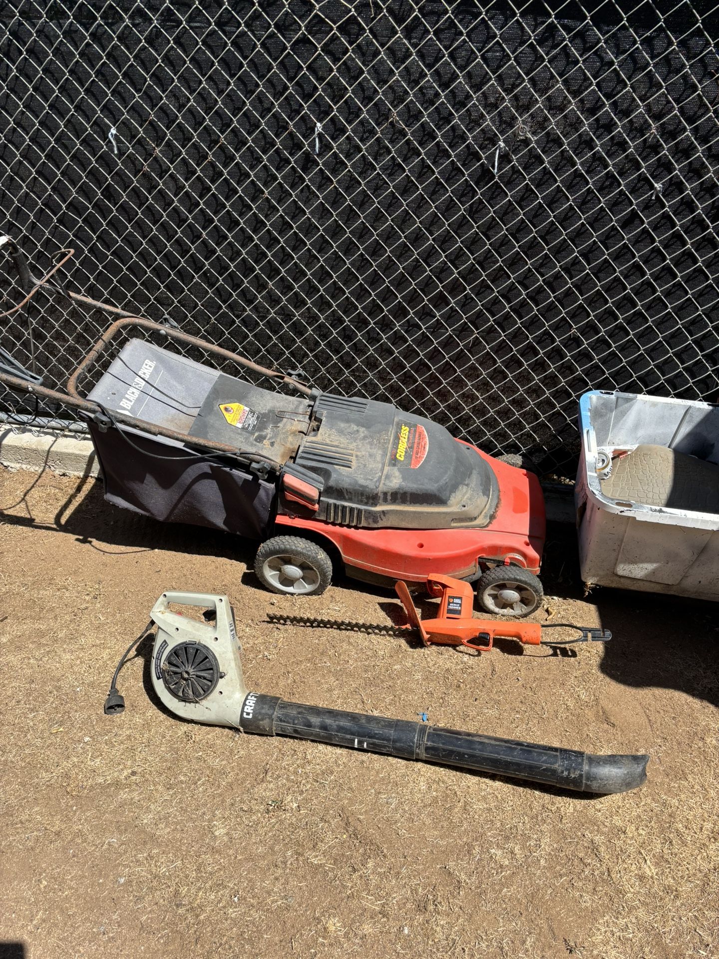 Lawn Mower, Bush Trimmer, Leaf Blower