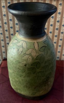 Handcrafted Terracotta Vase 11.5” Tall