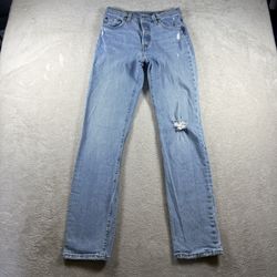 Levi’s 501 Women’s Size 25x32 Blue Wash Jeans denim Y2K Distressed #2701