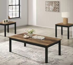3 Piece wood top coffee table set