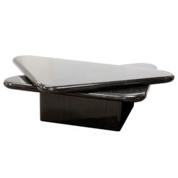 Coffee Table Vintage 1980s Italian Postmodern Swivel Revolving Black Faux Marble