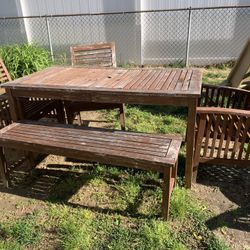 See Add Must be able to pick up  ASAP  . Wood  table  bench 4 chairs