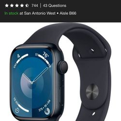 Apple Watch Series 9 GPS (2024) 45mm Midnight Aluminum Case with Midnight Sport Band - M/L