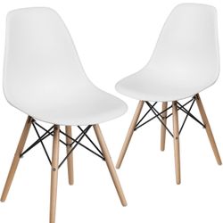 4 White Midcentury Modern Kitchen Chairs