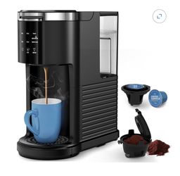 Single Serve Coffee Maker with K-Cup and Ground Coffee Support