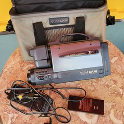 Vintage SHARP SlimCam VHS Video Camera Camcorder /w Equipment