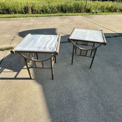 Metal End Tables with Glass Top