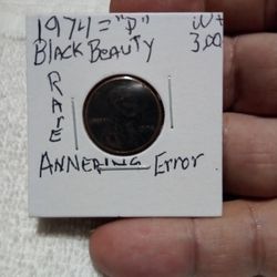 🇺🇸"A. Lincoln Penny."(Black Beauty.) Rare. (1974="P") Wt:3.00(A N N E A L I N G ✴️ E R R O R.)