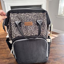 Leopard/Black Diaper Bag