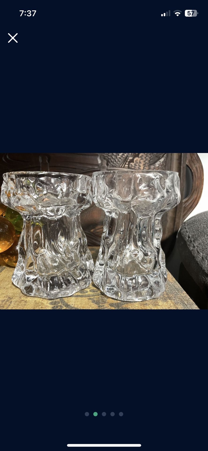 Ingrid Glashutte Clear glass Brutalist Votive Candleholder set