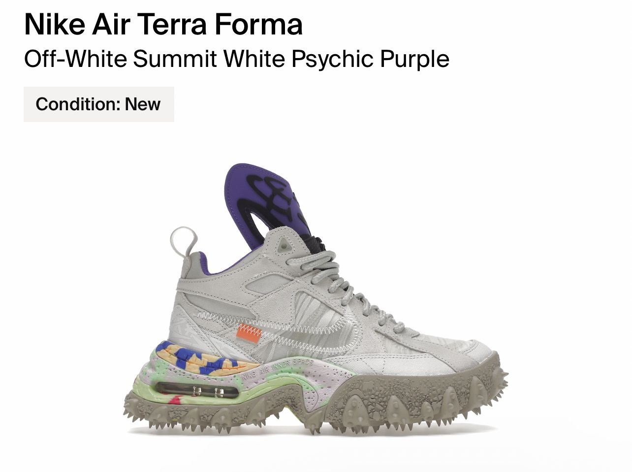 Nike Air Terra Forma Off White Summit White Psychic Purple
