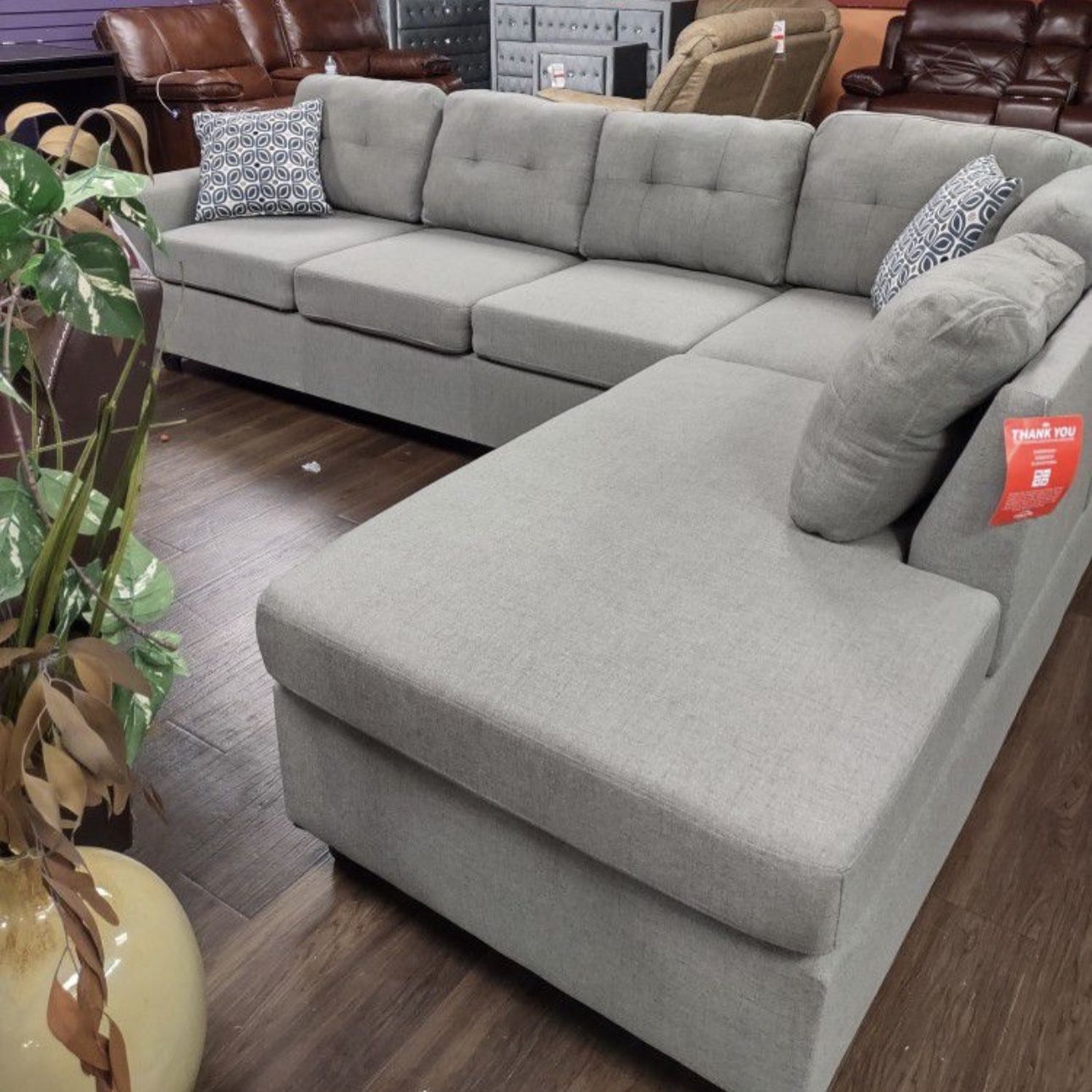 Grey Linen Sofa Sectional 🔥buy Now Pay Later 