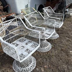 Three Fiberglass Spun Swivel Chairs 