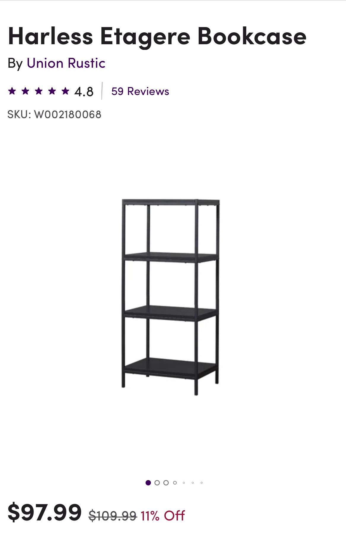 Black Harless Etagere Bookcase *Brand New*