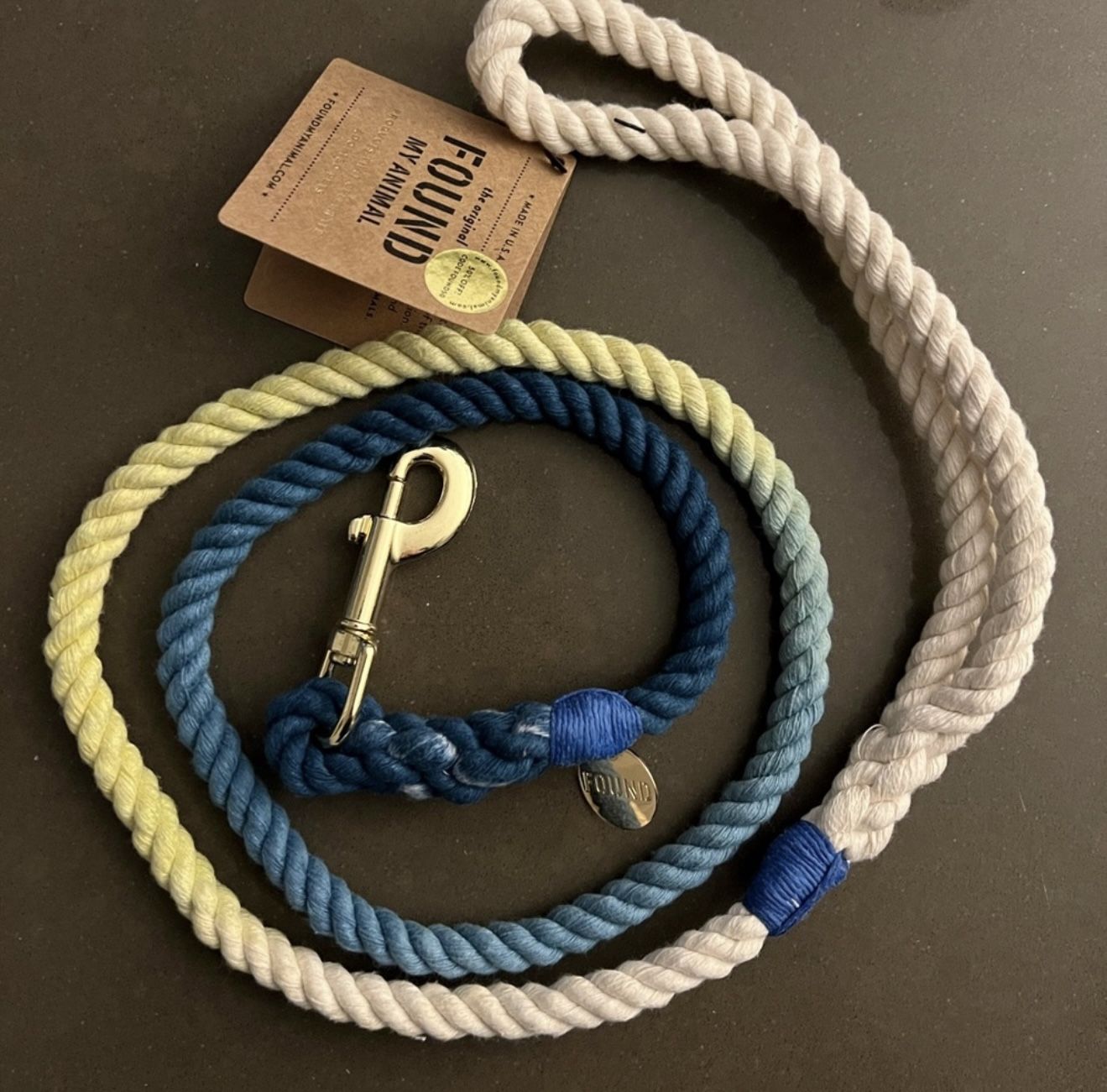 NWT Found My Dog Blue Ombré Braided Dog Leash