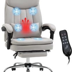 Vinsetto Executive Office Chair with Vibration Massage, Microfibre Swivel Desk Chair, Heated Reclining Computer Chair with Lumbar Support Pillow, Foot