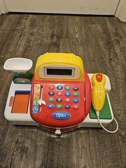 Kids' cash register, shopping cart set, play pretend