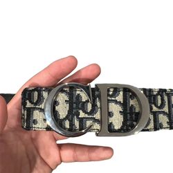 Christian Dior Beige and Black Dior Oblique Jacquard belt