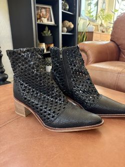 NEW Free People Woven Booties Size 37.5 Leather 