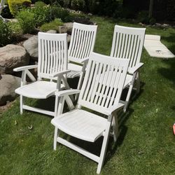 Set of 4 Kettler Roma Reclining Outdoor Patio Chairs - White