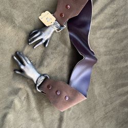 Belts, Vintage Leather Belt With Handclap Buckles