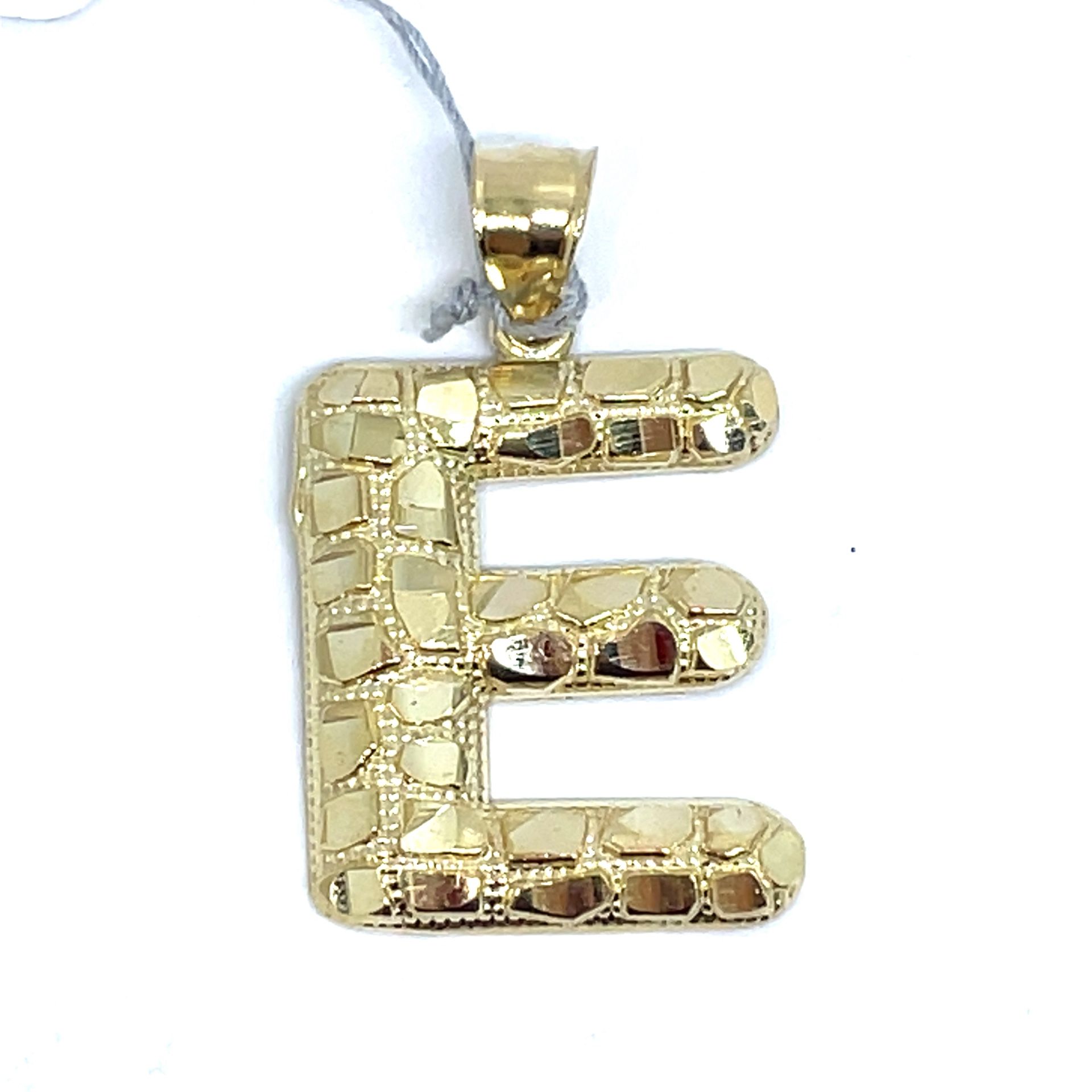 10Kt Yellow Gold Puff Nugget Letter E Pendant 2.70g 197062/12