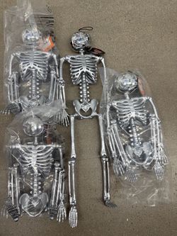 Silver Disco Ball Head Skeleton Halloween Decoration