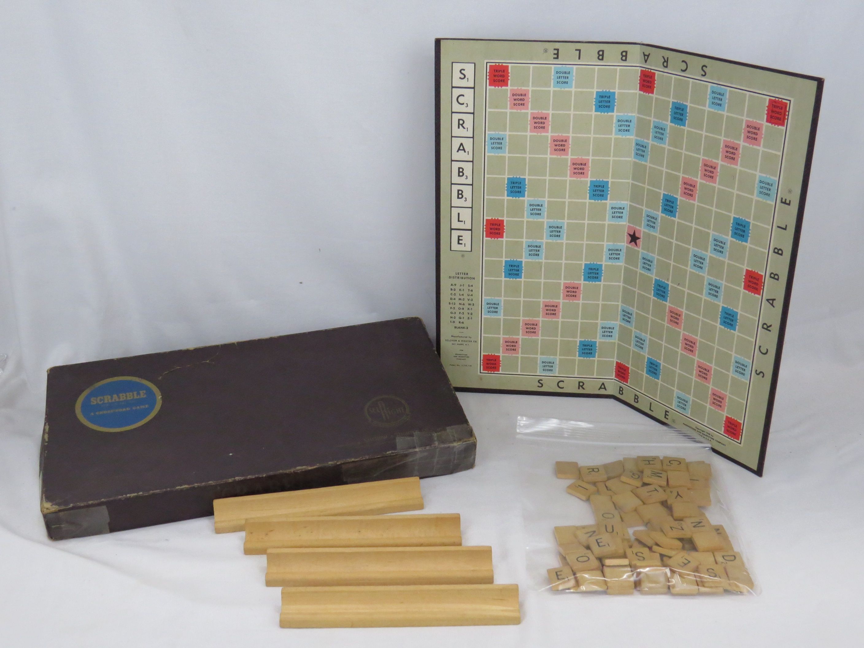 VTG 1950's Selchow & Righter Co. Scrabble Board Game SelRight Games