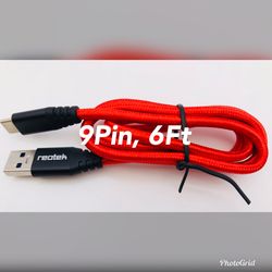9 Pin USB Type-c to Usb-a Male 3.1 Gen2 Cable 6 Feet Reotek Red Color