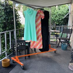 Portable  Heavy Duty 6 Ft. Clothing Rack On Wheels  For Personal Or Commercial Use 