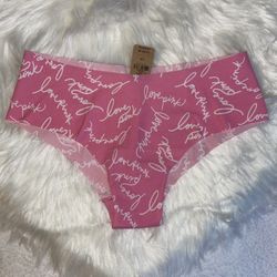 PINK No Show Cheekster Underwear Smooth Pink With Print