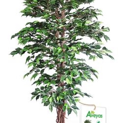 Aveyas 6ft Artificial Ficus Tree for Home Decor, 6 Feet Faux Plant Fake Silk Trees with Pot for Indoor Outdoor House Living Room Office Garden (6 ft)