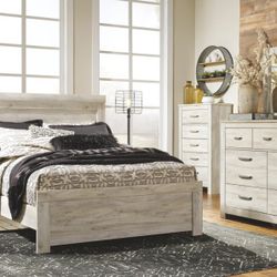 Bellaby - Whitewash - 5 Pc. - Dresser, Mirror, Queen Panel Bed
