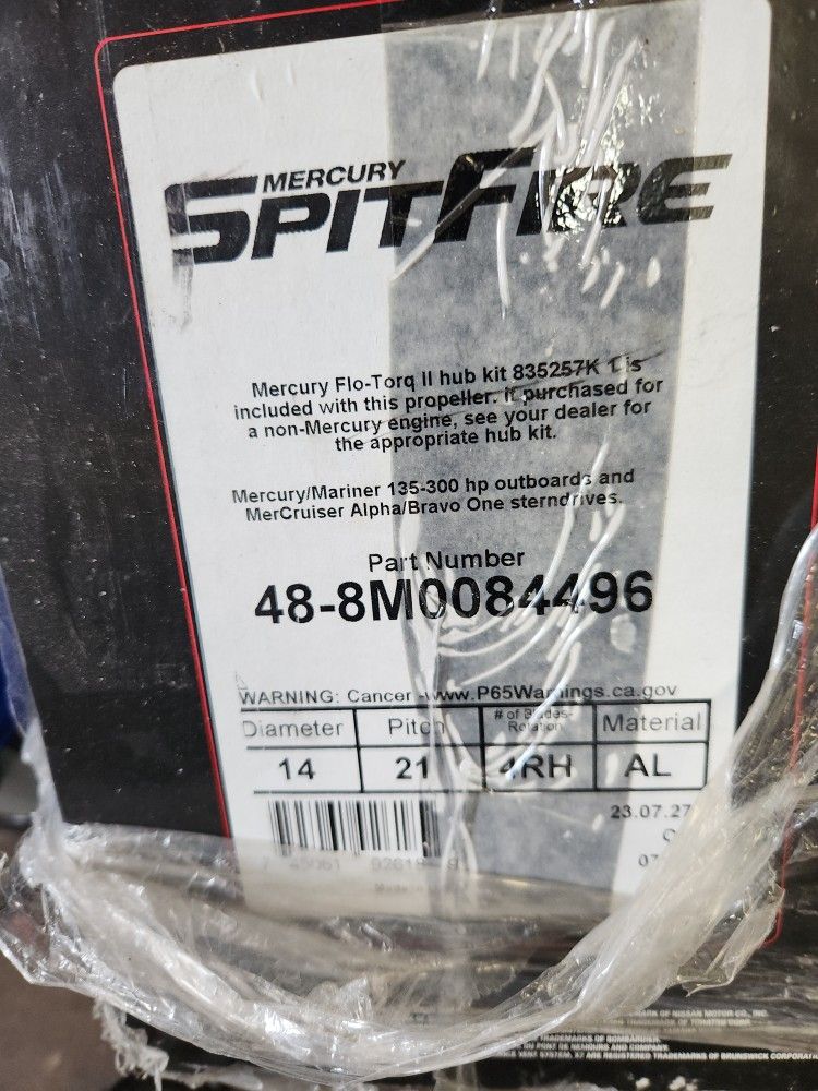 Mercury Marine 4 Blade Aluminum Propeller Part # 8M0084496