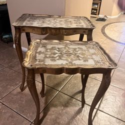 Antique Gold Italian Florentine Nesting Tables Set