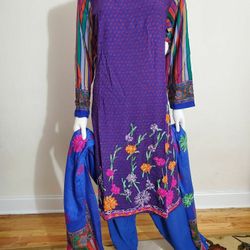 Pakistani Shalwar Kameez Linen Embroidery Stitched XL