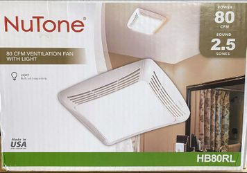 NuTone 80 CFM Bathroom Exhaust Fan With Light Ceiling Mounted Model HB80RL
