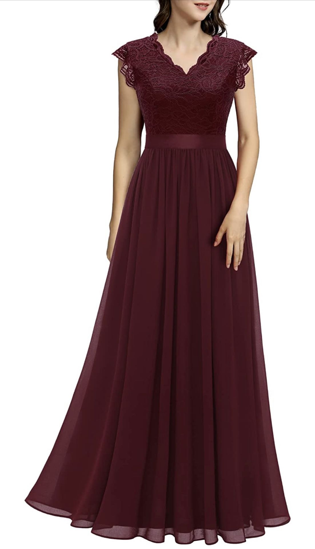 Brand New With Tags Women's V Neck Sleeveless Lace Bridesmaid Dress Wedding Party Gown
